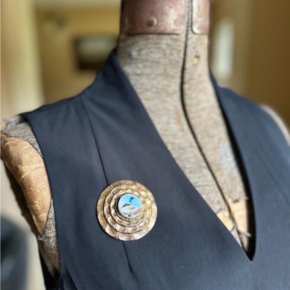 JAJ Pyrex Wildfowl broken China upcycled vintage brooch - Picture 2 of 6